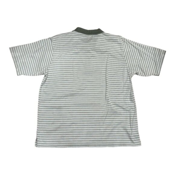 DLX Golf Polo Shirt Mens Medium Green White Striped Double Mercerized Cotton - Picture 7 of 7